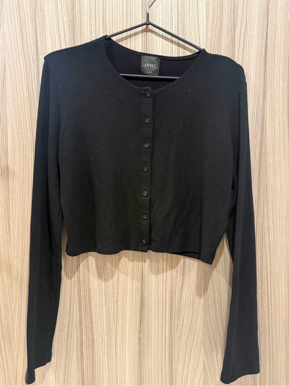 LESET Lauren Crop Cardigan – Black - Size M